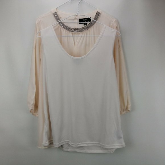 NWT DENNIS BASSO COLD SHOULDER BLOUSE TANK SET IVORY 18W - Picture 4 of 11